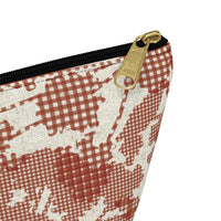 Floral Plaid Accessory Pouch w T-bottom in Red